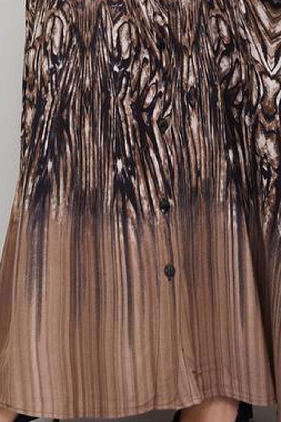 Tesettür giyim KAHVE DESENLİ ELBİSE T 6595