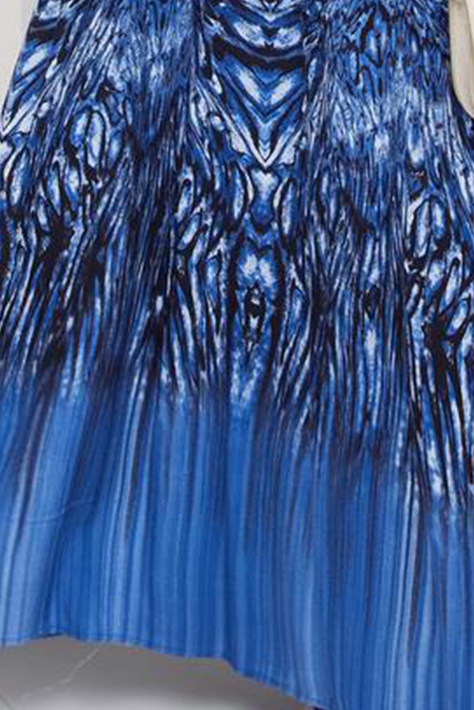 Tesettür giyim LACİVERT DESENLİ ELBİSE T 6595