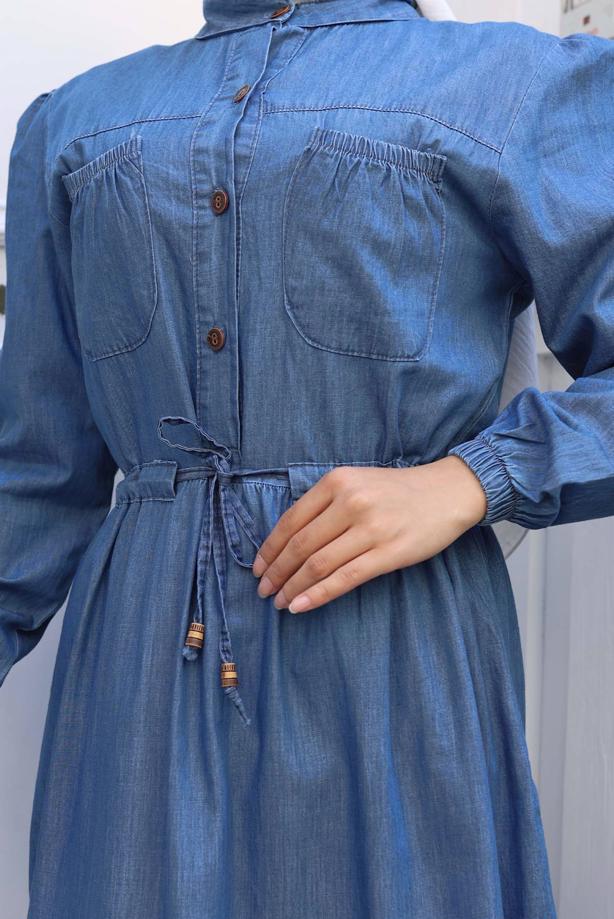 Vêtements hijab BLEU ROBE EN JEAN T 6676 - TRENDTESETTÜR