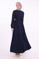 Vêtements hijab BLEU MARINE ROBE CEINTURÉE T 6974