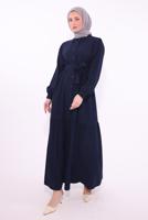 Vêtements hijab BLEU MARINE ROBE CEINTURÉE T 6974