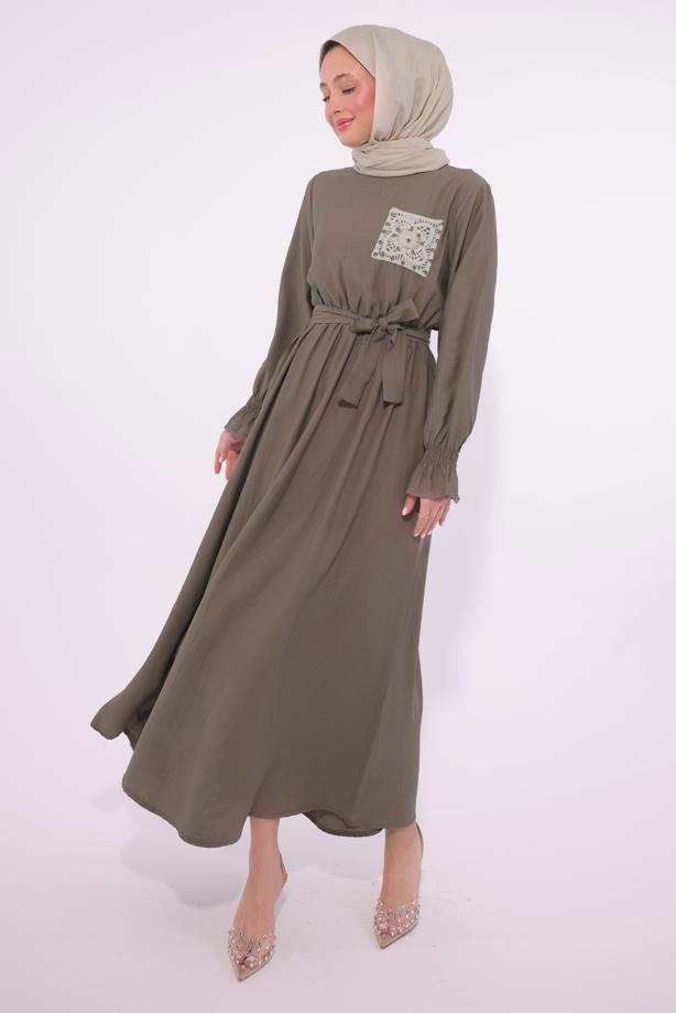 Vêtements hijab VISON ROBE CEINTURÉE T 7574 - TRENDTESETTÜR