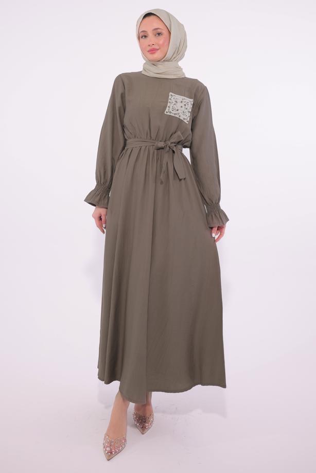Vêtements hijab VISON ROBE CEINTURÉE T 7574 - TRENDTESETTÜR
