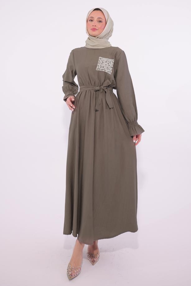 Vêtements hijab VISON ROBE CEINTURÉE T 7574 - TRENDTESETTÜR