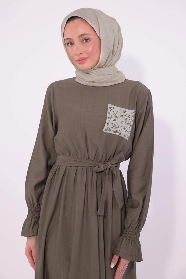 Vêtements hijab VISON ROBE CEINTURÉE T 7574 - TRENDTESETTÜR