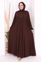 Vêtements hijab BRUN ROBE AVEC DÉTAIL DE BOUTON T 8206