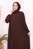 Vêtements hijab BRUN ROBE AVEC DÉTAIL DE BOUTON T 8206