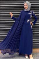 Vêtements hijab BLEU MARINE ROBE DE SOIRÉE AVEC CAPE T 8393