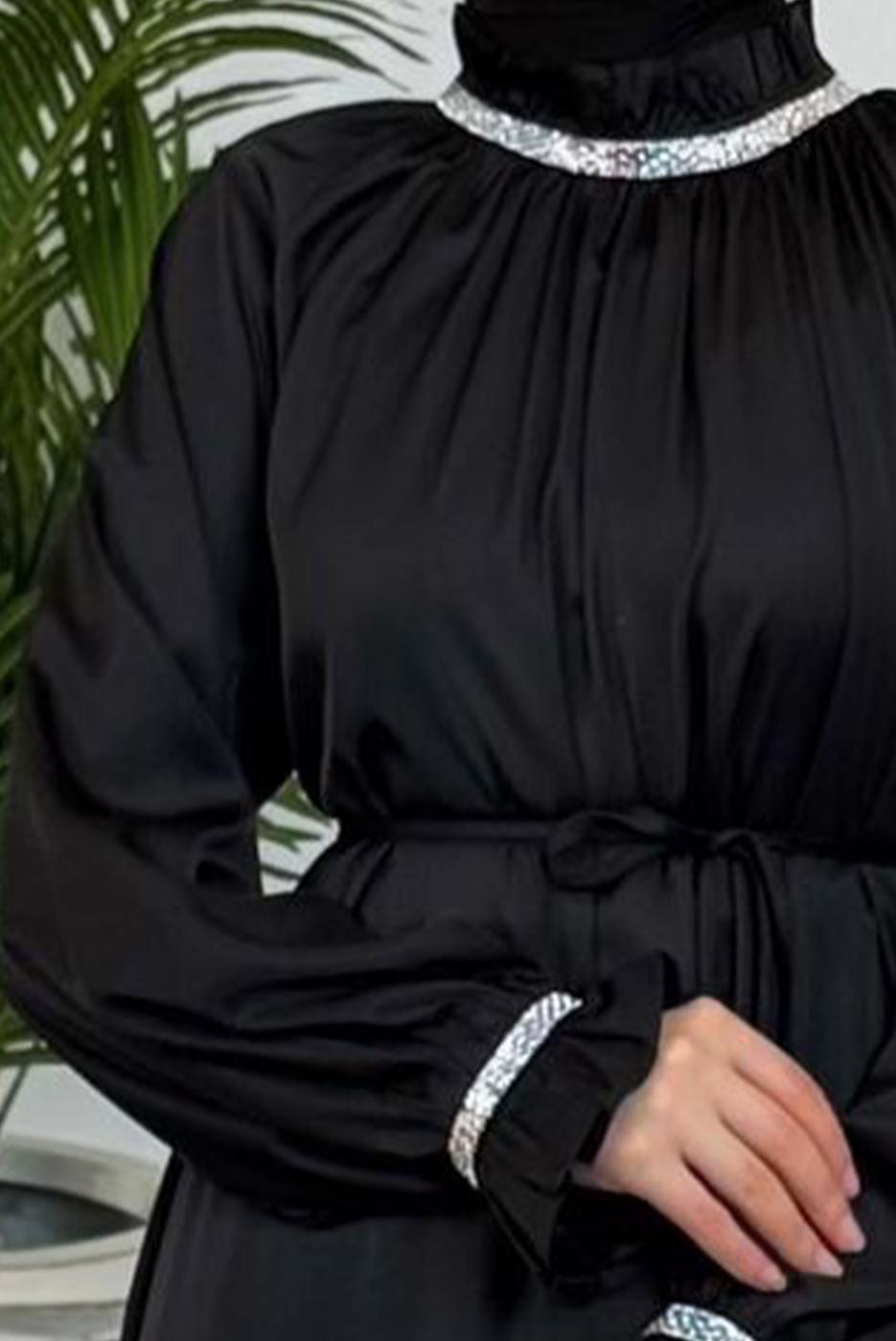 Hijab clothing BLACK GEM DETAILED EVENING DRESS T 8441