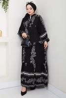 Vêtements hijab NOIR ROBE À MOTIFS T 8558
