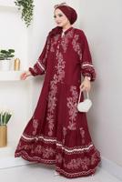 Vêtements hijab ROUGE BORDEAUX ROBE À MOTIFS T 8558