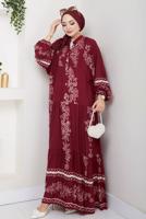 Vêtements hijab ROUGE BORDEAUX ROBE À MOTIFS T 8558