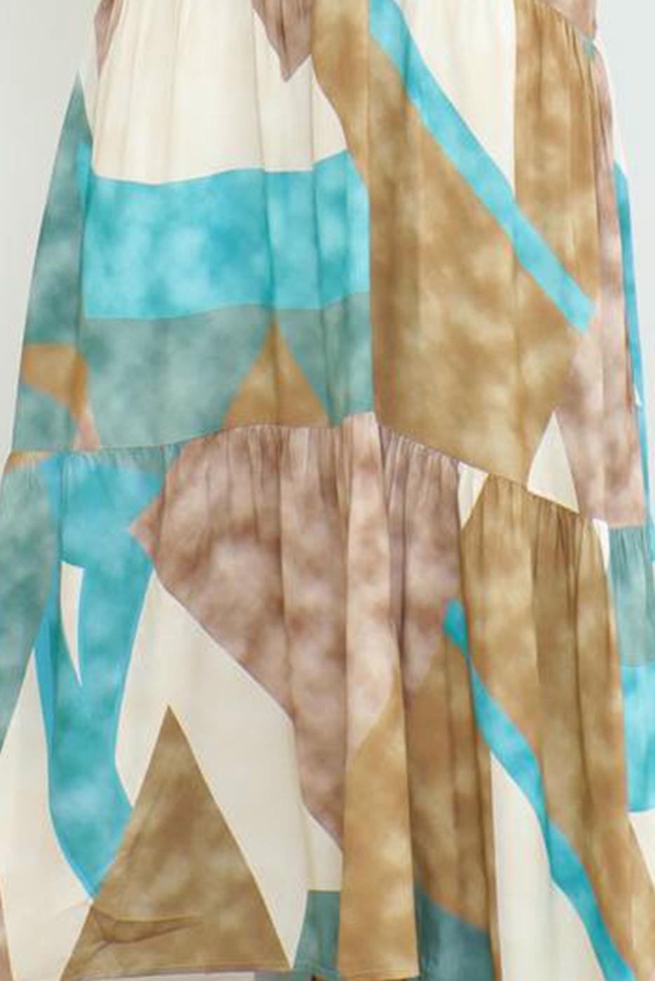 Tesettür giyim YEŞİL DESENLİ ELBİSE T 8642