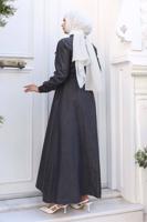 Tesettür giyim SİYAH PAMUKLU DENİM ELBİSE T 8676