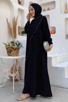 Tesettür giyim SİYAH TAŞ DETAYLI ABİYE ELBİSE T 9783