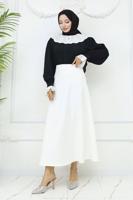 Tesettür giyim BEYAZ ÇAN ETEK T 212