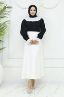Tesettür giyim BEYAZ ÇAN ETEK T 212