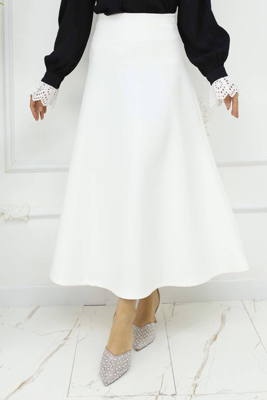 Tesettür giyim BEYAZ ÇAN ETEK T 212