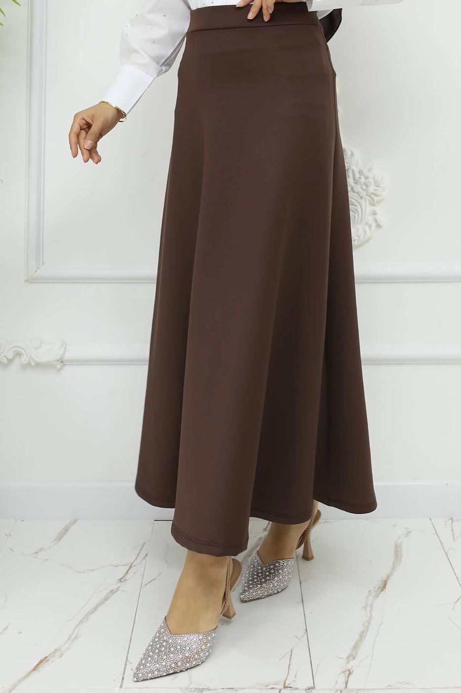 Tesettür giyim KAHVE ÇAN ETEK T 212