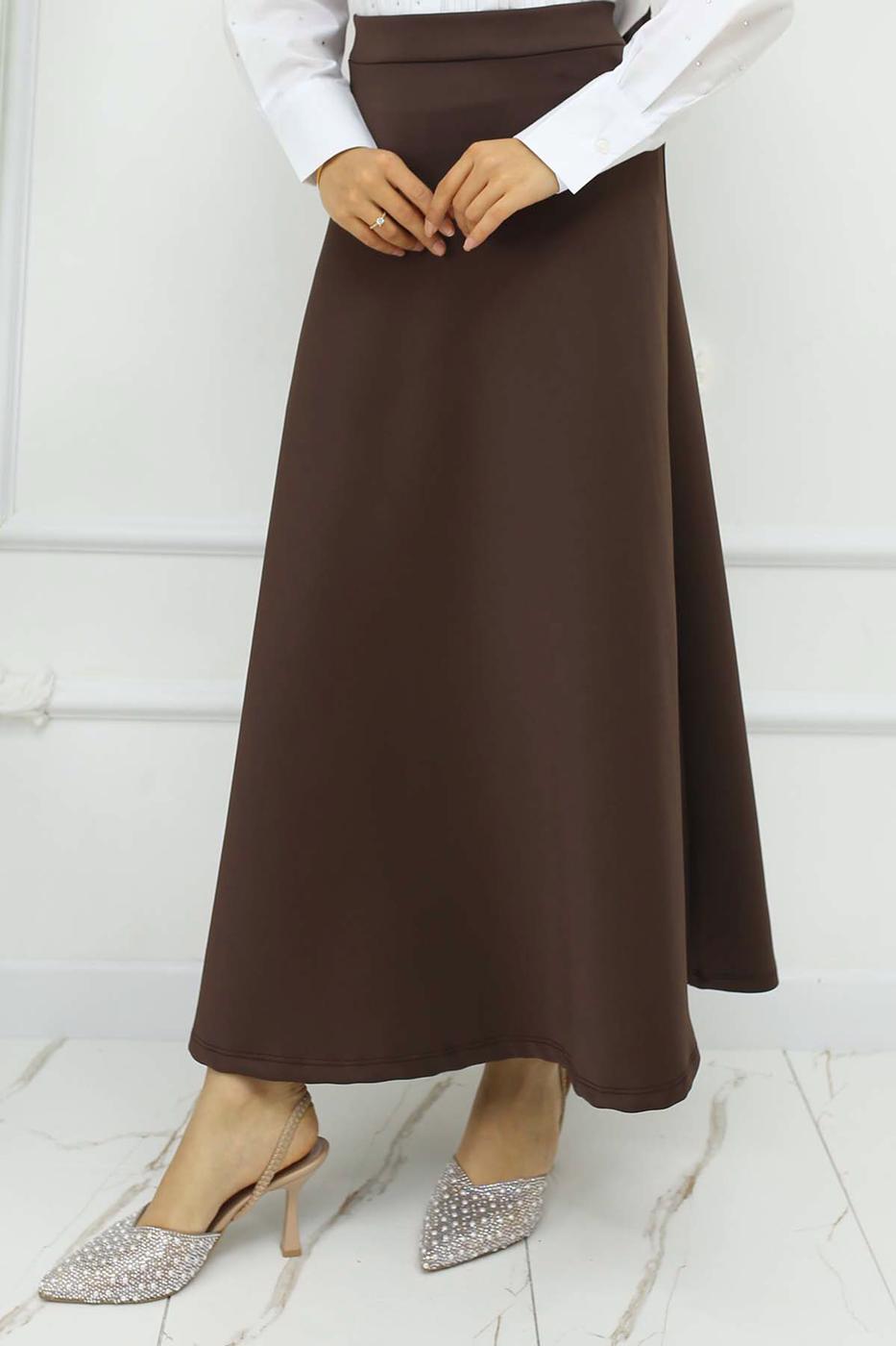 Tesettür giyim KAHVE ÇAN ETEK T 212