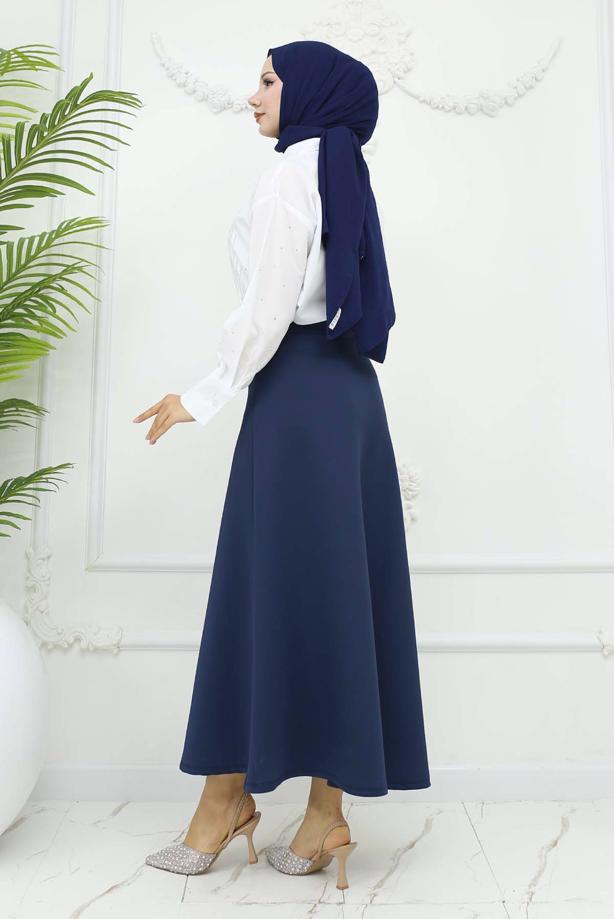 Tesettür giyim LACİVERT ÇAN ETEK T 212 - TRENDTESETTÜR