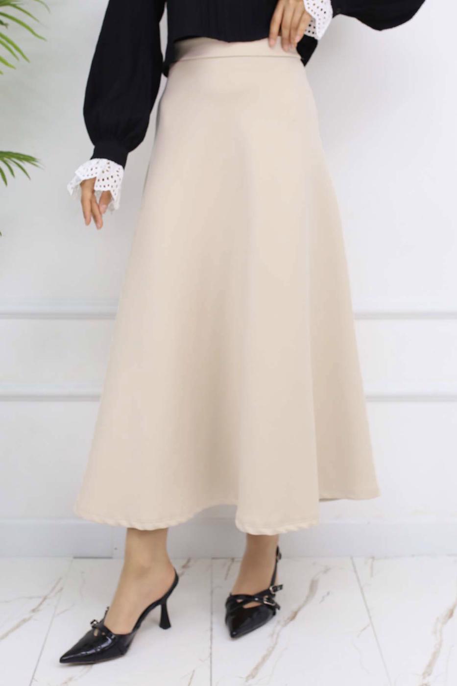 Tesettür giyim BEJ ÇAN ETEK T 212