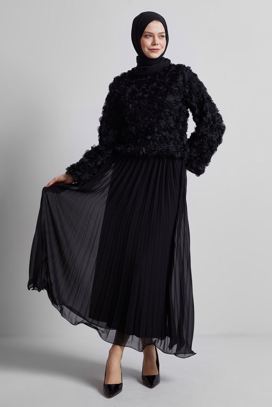 Vêtements hijab NOIR JUPE PLISSÉE CEINTURÉE T 2026