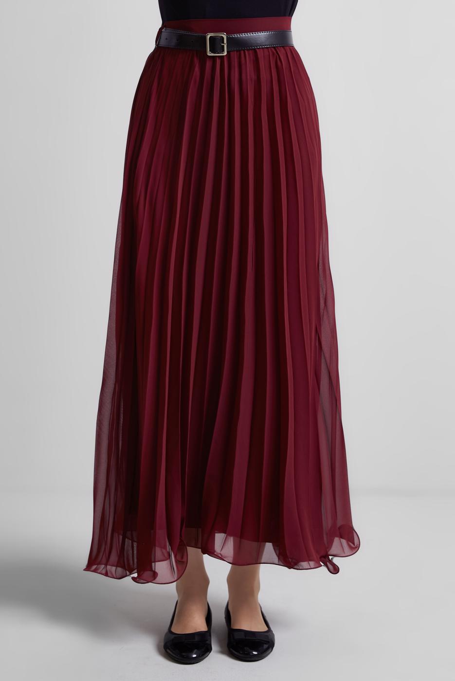 Vêtements hijab ROUGE BORDEAUX JUPE PLISSÉE CEINTURÉE T 2026