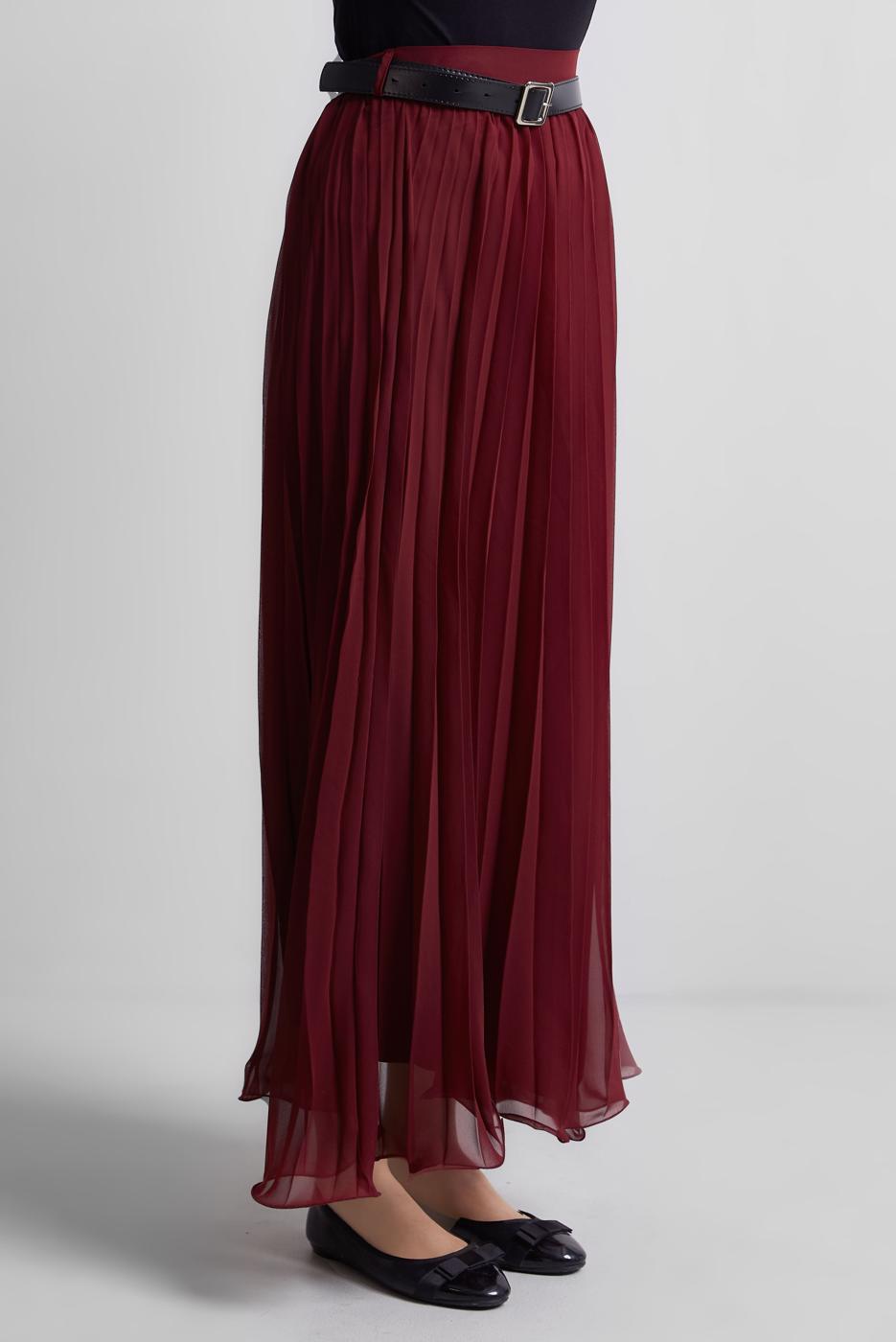 Vêtements hijab ROUGE BORDEAUX JUPE PLISSÉE CEINTURÉE T 2026