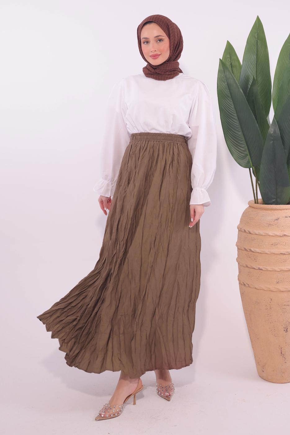 Vêtements hijab BRUN JUPE LONGUE T 2184