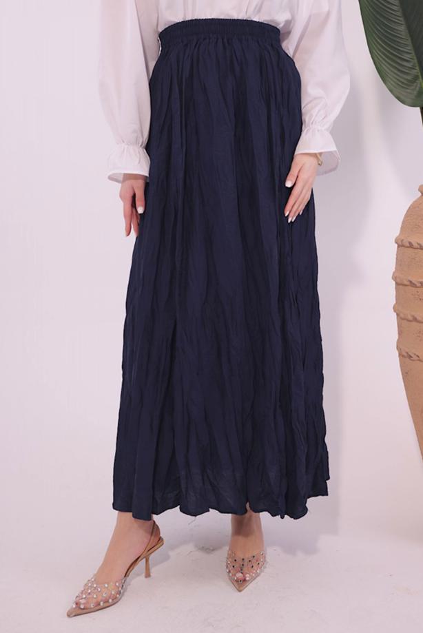 Tesettür giyim LACİVERT KRAŞLI UZUN ETEK T 2184 - TRENDTESETTÜR