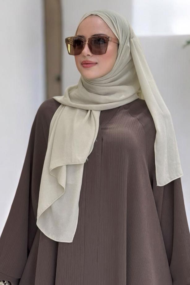 Tesettür giyim KAHVE SALAŞ FERACE T 02007 - TRENDTESETTÜR