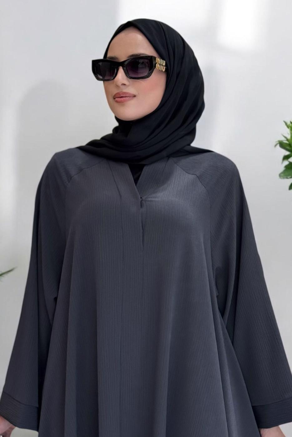 Tesettür giyim GRİ SALAŞ FERACE T 02007