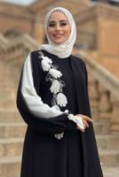 Tesettür giyim SİYAH ÇİÇEK İŞLEMELİ ABAYA T 4193