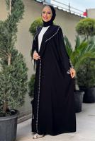 Tesettür giyim SİYAH TAŞ DETAYLI ABAYA T 70007