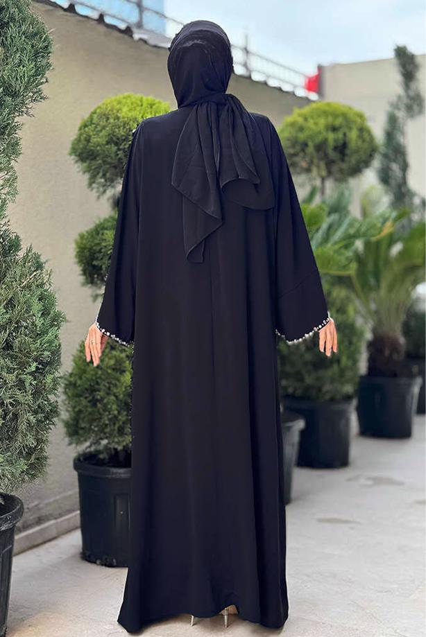 Tesettür giyim SİYAH TAŞ DETAYLI ABAYA T 70007 - TRENDTESETTÜR