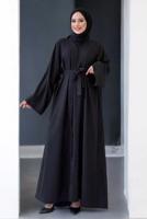 Vêtements hijab NOIR ABAYA CEINTURÉE T 71007