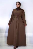 Vêtements hijab BRUN ABAYA CEINTURÉE T 71007