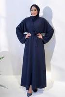 Vêtements hijab BLEU MARINE ABAYA CEINTURÉE T 71007