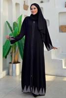 Tesettür giyim SİYAH TAŞ DETAYLI FERACE T 8193
