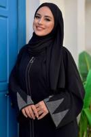 Tesettür giyim SİYAH TAŞ DETAYLI FERACE T 8193