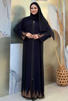 Tesettür giyim SİYAH TAŞ DETAYLI FERACE T 8193