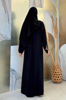 Tesettür giyim SİYAH TAŞ DETAYLI FERACE T 8193