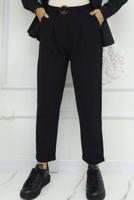 Tesettür giyim SİYAH KEMERLİ KETEN PANTOLON T 0666