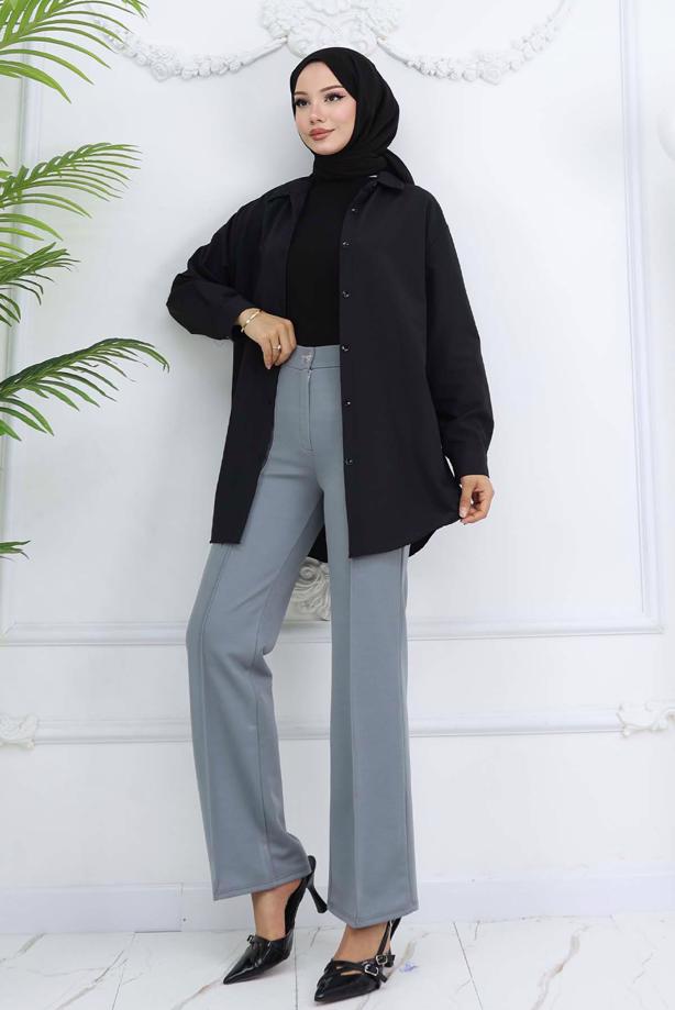 Hijab clothing GREY PALAZZO PANTS T 3403 - TRENDTESETTÜR