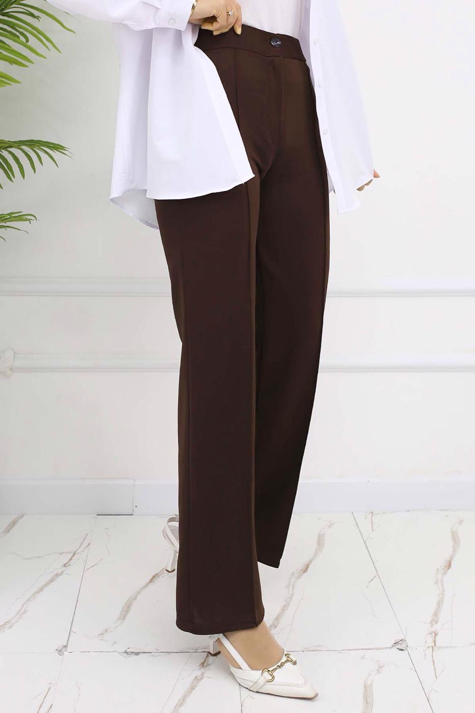 Tesettür giyim KAHVE PALAZZO PANTOLON T 3403