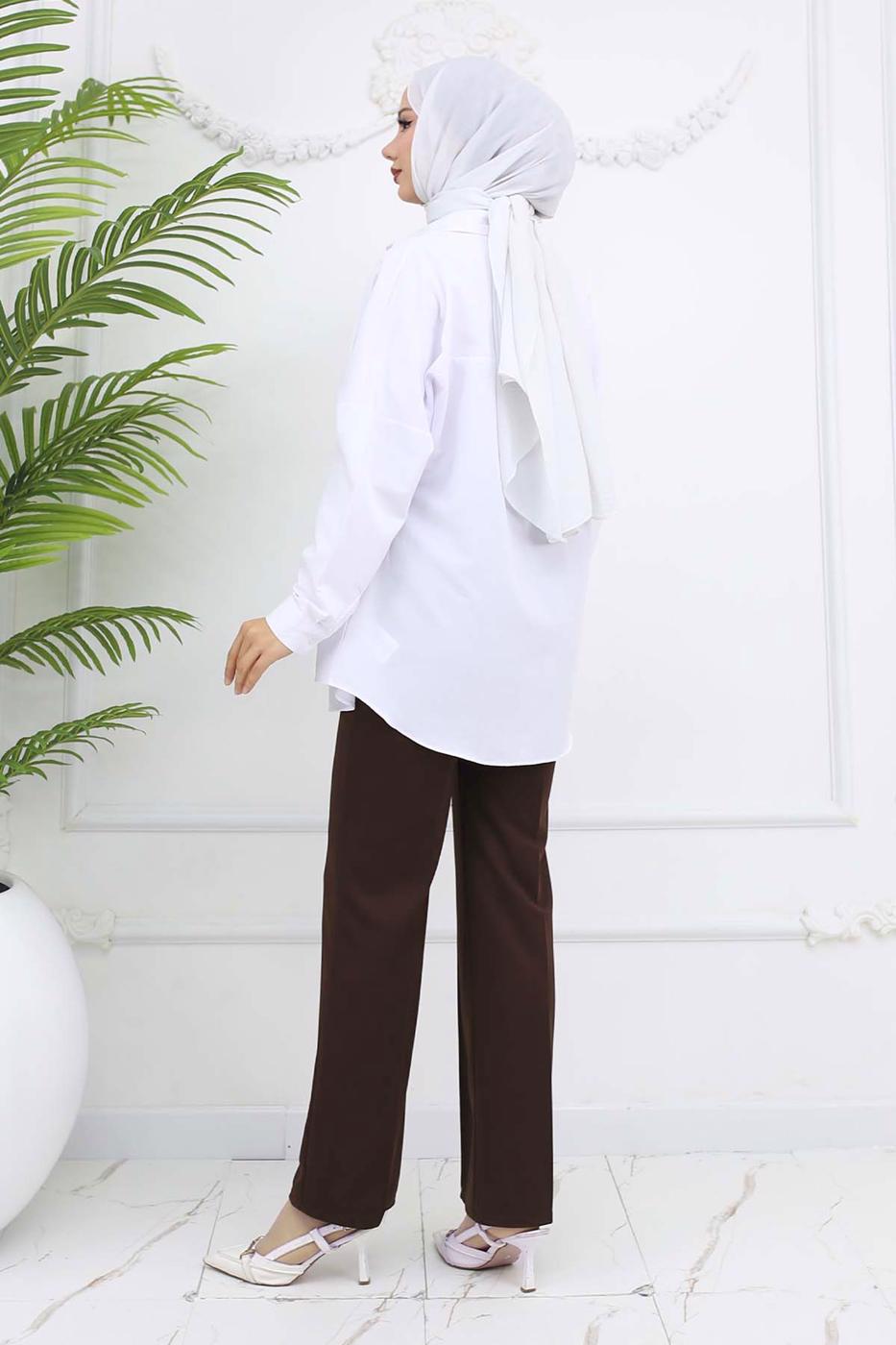 Tesettür giyim KAHVE PALAZZO PANTOLON T 3403