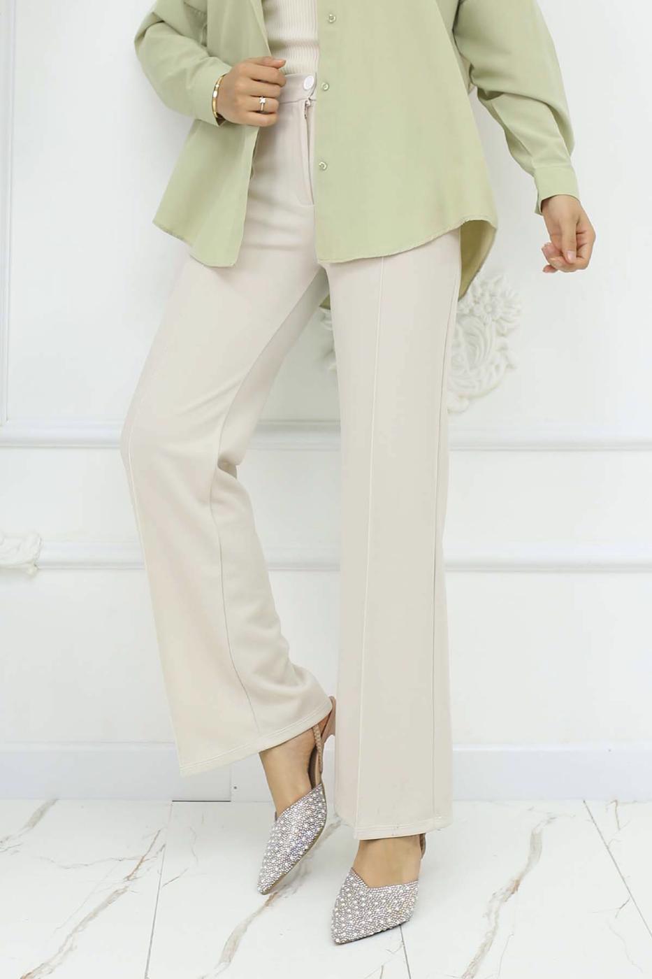 Tesettür giyim BEJ PALAZZO PANTOLON T 3403