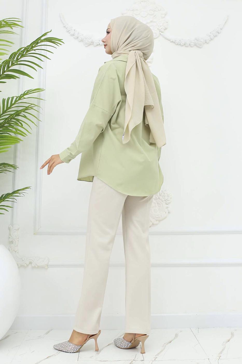 Tesettür giyim BEJ PALAZZO PANTOLON T 3403