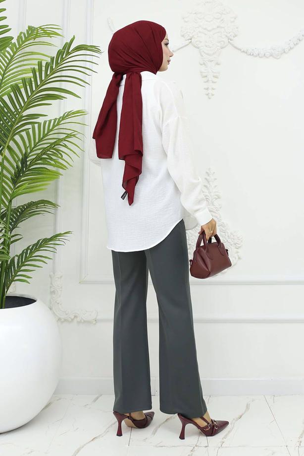 Tesettür giyim GRİ PALAZZO PANTOLON T 3403 - TRENDTESETTÜR